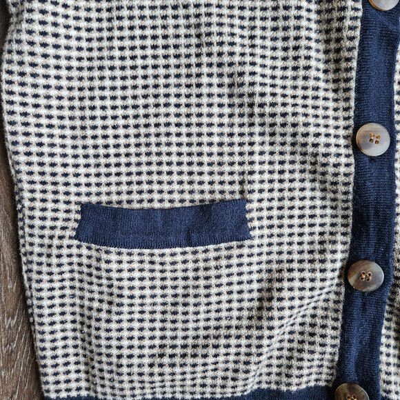 Vintage Christian Dior cardigan navy blue brown women's size small in very good - Picture 3 of 10